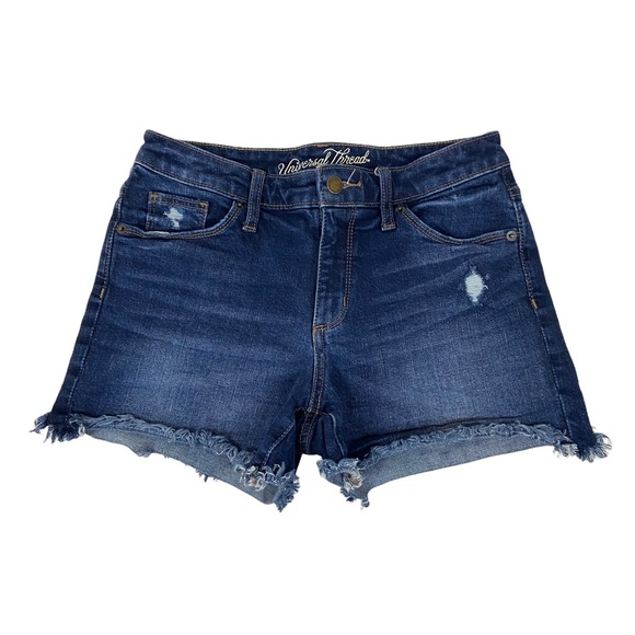 Universal Thread Pants - Universal Thread High Rise Shortie Frayed Hem Denim Shorts Blue